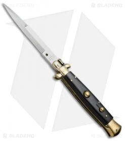 AGA Campolin 10" Italian Stiletto Picklock Automatic Brass/Ebony (4.5" Bayonet)