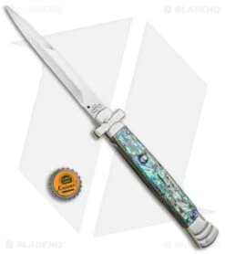 AGA Campolin 11" Maltese Cr. Bayo Automatic Italian Stiletto Abalone (5" Satin) -Knife Promotional Store AGA Campolin 11in Maltese Cr. Bayo Stiletto Abalone Satin BHQ 76350 jr bottlecap
