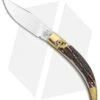 AGA Campolin Diana Lever Lock Automatic Brass Stag Horn (3.75" Satin) -Knife Promotional Store AGA Campolin Diana LL Auto Brass Stag Horn Satin BHQ 135442 jr