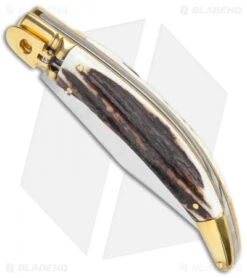 Knife Promotional Store -Knife Promotional Store AGA Campolin Diana LL Auto Brass Stag Horn Satin BHQ 135442 jr spine