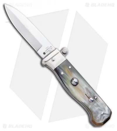 AGA Campolin Piccolo Italian Stiletto Automatic Knife Brazilian Horn(2.8" Satin) 3 AGA Campolin Piccolo Italian Stiletto Automatic Knife Brazilian Horn(2.8" Satin)