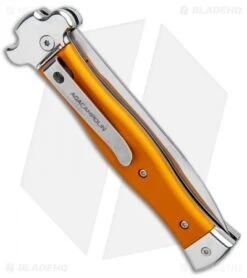 AGA Campolin Zero Italian Leverlock Automatic Knife Orange Al (3.75" Tumbled) -Knife Promotional Store AGA Campolin Zero Italian LL Orange Aluminum Tumbled AGA01ALO LB BHQ 97990 jr side