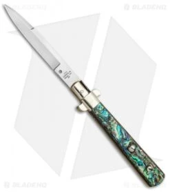 AGA Campolin 11" Frosolone Bayonet Stiletto Automatic Knife Abalone (5" Satin)