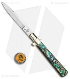 AGA Campolin 11" Frosolone Bayonet Stiletto Automatic Knife Abalone (5" Satin) -Knife Promotional Store AGA Frosolone Abalonel 11in Bayo BP 29299 jr bottlecap 2
