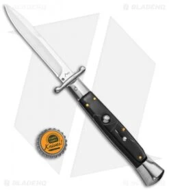 AKC Swinguard 10" Auto Italian Bayonet Stiletto Sim Dark Horn (4.25" Satin) -Knife Promotional Store AKC 10in Italian Swinguard Sim Horn Auto Bayo BHQ 138553 jr bottlecap
