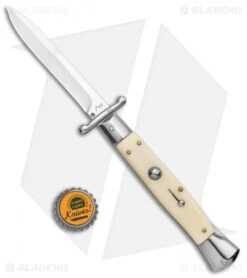 AKC Swinguard 10" Automatic Italian Stiletto Sim Ivory (4.25" Satin Bayonet) -Knife Promotional Store AKC 10in Italian Swinguard Sim Ivory Auto Bayo BHQ 138560 jr bottlecap