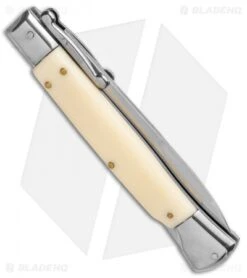 AKC Swinguard 10" Automatic Italian Stiletto Sim Ivory (4.25" Satin Bayonet) -Knife Promotional Store AKC 10in Italian Swinguard Sim Ivory Auto Bayo BHQ 138560 jr side