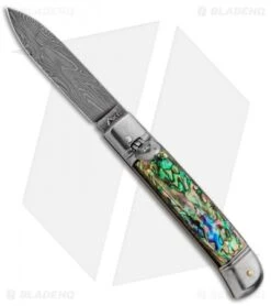 Knife Promotional Store 42 AKC Classic 8" Lever Lock Automatic Italian Knife Abalone (3.2" Damascus)