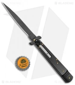 AKC Leverletto 9" Lever Lock Automatic Italian Knife Black (4" Black Flat) -Knife Promotional Store AKC Leverletto 9in LL Auto Italian Black Black BHQ 50877 jr bottlecap