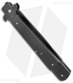 AKC Leverletto 9" Lever Lock Automatic Italian Knife Black (4" Black Flat) -Knife Promotional Store AKC Leverletto 9in LL Auto Italian Black Black BHQ 50877 jr side