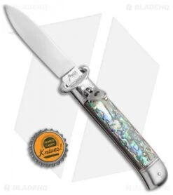 AKC Shot Puller 8" Lever Lock Italian Auto Knife Abalone (3.2" Polish Flat) -Knife Promotional Store AKC Shot Puller 8in LL Italian Abalone BHQ 68879 jr bottlecap