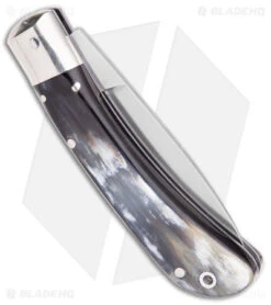 AKC Speed Hunter Automatic Italian Knife Dark/Light Horn (3" Polish) -Knife Promotional Store AKC Speed Hunter Auto Italian Knife Dark Horn Polish BHQ 50883 jr side