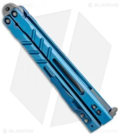 BRS Premium Alpha Beast Kukri Balisong Butterfly Knife Blue Ti (4.5" SW) -Knife Promotional Store BRS Premium Alpha Beast Kukri Balisong Blue Ti Clip SW BHQ 96789 jr side