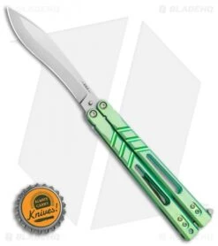 BRS Premium Alpha Beast Kukri Balisong Butterfly Knife Green Ti (4.5" SW) -Knife Promotional Store BRS Premium Alpha Beast Kukri Balisong Butterfly Knife Green Ti 4.5 SW BHQ 117018 LS Bottlecap