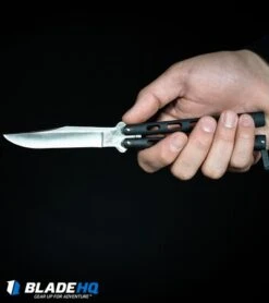 Bear & Son 2-Pack Butterfly Knife Special Black (114 + 114TR) -Knife Promotional Store Bear Son 114B Large Butterfly Knife Black Satin BHQ 0364 kp in hand web