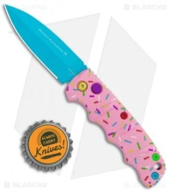 Boker Mini Dessert Warrior Kalashnikov Dagger Automatic Knife (2.5" Blue) Donut -Knife Promotional Store Boker Desert Warrior Mini Kalashnikov Dagger Auto Blue Donut BHQ 113886 jr bottlecap