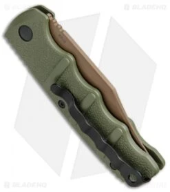 Boker Desert Warrior Kalashnikov Bowie Automatic Knife OD Green (D2 Copper) -Knife Promotional Store Boker Kalashnikov Bowie Auto Desert Warrior OD Green Copper 01KALS22N BHQ 17106 jr side 2