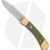 Buck Knives Buck 110 Automatic Knife OD Green Canvas Micarta/Brushed Brass (3.75" SW) 1 Buck Knives Buck 110 Automatic Knife OD Green Canvas Micarta/Brushed Brass (3.75" SW) -Knife Promotional Store Buck 110 Auto Brushed Micarta Brass BHQ 88783 er