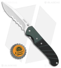 CRKT Ignitor Spring Assisted Knife Black & Green G-10 (3.38" Satin Serr) 6855 -Knife Promotional Store CRKT Ignitor SA Black and Green G 10 Satin Serr BHQ 4147 jr bottlecap
