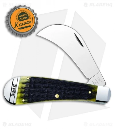 Case Hawkbill Pruner Knife 4" Olive Green Russell Jigged Bone (61011 SS) 13284 4 Case Hawkbill Pruner Knife 4" Olive Green Russell Jigged Bone (61011 SS) 13284 - Image 2