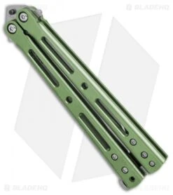 DogBite Knives DB3.1 Balisong Butterfly Knife Green Titanium (4" Stonewash) -Knife Promotional Store DogBite Knives DB3 1 green ti sw 440c BHQ 35284 er spine