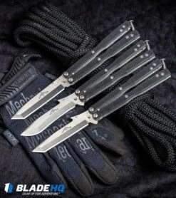 Emerson CQC-7 Flipper Balisong Butterfly Knife Black G-10 (3.8" Stonewash) -Knife Promotional Store Emerson Commander Tactical Balisong Butterfly Knife Black G 10 BHQ80618 kp tactical web