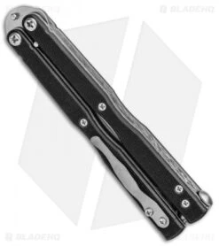 Emerson Longhorse Flipper Balisong Butterfly Knife Black G-10 (3.8" Stonewash) -Knife Promotional Store Emerson Longhorse Flipper Balisong Black G 10 SW BHQ 80620 jr side