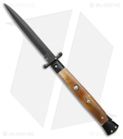 Frank B. 11" Italian Stiletto Swinguard Bayo Auto Knife Honey Horn (5" Black)