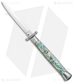 Frank B 11" Italian Stiletto Swinguard Abalone (5" Satin Dagger)