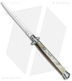 Knife Promotional Store 34 Frank B. 13" Italian Stiletto Bayonet Automatic Knife Honey Horn (6" Satin)