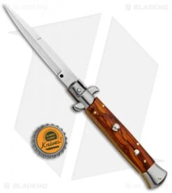 Frank B 9" Italian Stiletto Automatic Bayonet Knife Cocobolo (4" Satin) -Knife Promotional Store Frank B 9in Italian Stiletto Cocobolo Wood Auto Bayo BP 16457 jr bottlecap