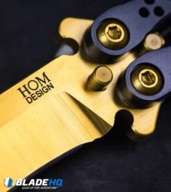 Hom Design Basilisk Elite Balisong Butterfly Knife PVD Ti (4.6" Gold) -Knife Promotional Store HOM Basilisk Balisong kp 3 close up