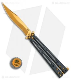 Hom Design Basilisk Elite Balisong Butterfly Knife PVD Ti (4.6" Gold) -Knife Promotional Store Hom Design Basilisk Elite PVD Ti Gold BHQ 78193 er bottlecap