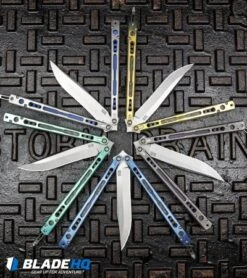 Hom Design Chimera Plus Balisong Knife Satin Ti/Blue G-10 (4.75 Two-Tone) -Knife Promotional Store Hom Design Chimera Premium Balisong Knife Satin Ti Blue G 10 4.75 Two Tone BHQ 100561 kp storm drain web