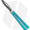 Hom Design I-Basilisk Channel Butterfly Knife Teal Titanium (4.5" Acid Wash) -Knife Promotional Store Hom Design i Basilisk Channel Butterfly Teal Ti Acid Wash BHQ 165018 jr