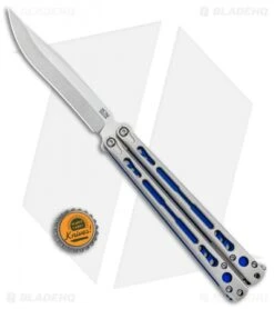 Hom Design Chimera Plus Balisong Knife Satin Ti/Blue G-10 (4.75 Two-Tone) -Knife Promotional Store Hom Designs Chimera Plus Butterfly Knife Ti Blue G 10 TT BHQ 100561 jr bottlecap