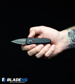 Kershaw Launch 4 CA Legal Automatic Knife (1.9" Damascus) BHQ Exclusive 20 Kershaw Launch 4 CA Legal Automatic Knife (1.9" Damascus) BHQ Exclusive -Knife Promotional Store Kershaw Launch 4 CA Legal Automatic Knife Black 7500BL BHQ 34416 in hand web 1