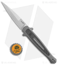 Kershaw Launch 8 Stiletto Automatic Knife Gray/CF (3.5" Stonewash) 7150 -Knife Promotional Store Kershaw Launch 8 Stiletto Auto Gray CF SW BHQ 94067 jr bottlecap