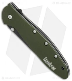 Kershaw Leek Assisted Opening Knife OD Green (3" Black Serr) 1660OLBLKST -Knife Promotional Store Kershaw Leek OD Green black serr BHQ 77342 er spine 2