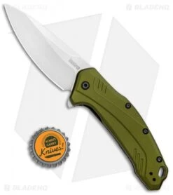 Kershaw Link 20CV Drop Point Knife Olive Al (3.25" Stonewash) 1776OLSW -Knife Promotional Store Kershaw Link DP Olive Aluminum SW 1776OLSW BHQ 105987 jr bottlecap 2
