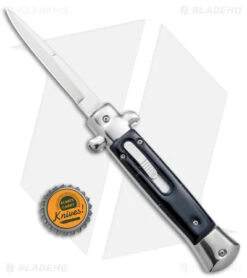 9" Mago Stiletto OTF Automatic Knife Black Marble Acrylic (3.75" Polished) Bayo -Knife Promotional Store Mago 9in Black Marble Acrylic Stiletto OTF Auto Bayo Polished Plain GX 38925 jr bottlecap
