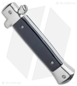 9" Mago Stiletto OTF Automatic Knife Black Marble Acrylic (3.75" Polished) Bayo -Knife Promotional Store Mago 9in Black Marble Acrylic Stiletto OTF Auto Bayo Polished Plain GX 38925 jr side