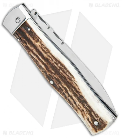 Mikov 241 Predator Lever Lock Bayo Automatic Knife Stag File Work (3.75" Satin) 5 Mikov 241 Predator Lever Lock Bayo Automatic Knife Stag File Work (3.75" Satin) - Image 3