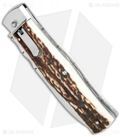 Mikov 241 Predator Lever Lock Bayo Automatic Knife Stag File Work (3.75" Satin) 4 Mikov 241 Predator Lever Lock Bayo Automatic Knife Stag File Work (3.75" Satin) - Image 2