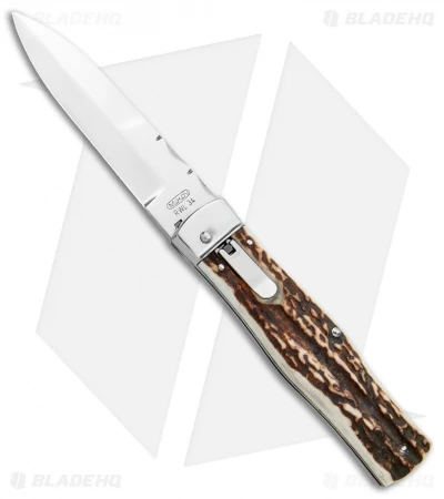 Mikov 241 Predator Lever Lock Bayo Automatic Knife Stag File Work (3.75" Satin) 3 Mikov 241 Predator Lever Lock Bayo Automatic Knife Stag File Work (3.75" Satin)