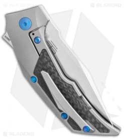 Reate Knives Reate Bharucha T3000 Frame Lock Carbon Fiber/Ti W/ Blue Screws (3" Satin) -Knife Promotional Store Reate Bharucha T3000 Frame Lock Carbon Fiber Ti with Blue Screws 3in Satin BHQ 115092 LS Side