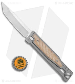 Reate Knives Reate EXO Gravity Tanto Knife Titanium/Natural Micarta (3.75" Satin) -Knife Promotional Store Reate EXO Tanto Gravity Knife Ti Natural Brown Micarta Satin BHQ 140047 jr bottlecap