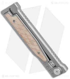 Reate Knives Reate EXO Gravity Tanto Knife Titanium/Natural Micarta (3.75" Satin) -Knife Promotional Store Reate EXO Tanto Gravity Knife Ti Natural Brown Micarta Satin BHQ 140047 jr side