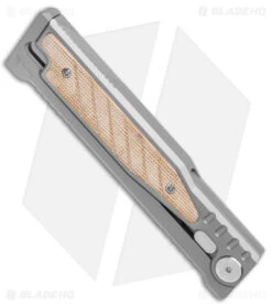 Reate Knives Reate EXO Gravity Tanto Knife Titanium/Natural Micarta (3.75" Satin) -Knife Promotional Store Reate EXO Tanto Gravity Knife Ti Natural Brown Micarta Satin BHQ 140047 jr spine