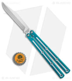 DoneSquid Industries Krake Raken V2.5 Bowie Balisong Knife Dual-Tone Teal (4.5") -Knife Promotional Store Squid Industries Krake Raken Bowie V2 5 Balisong Knife Teal 4in 5cm Dual Tone BHQ 139551 td size 1 jr